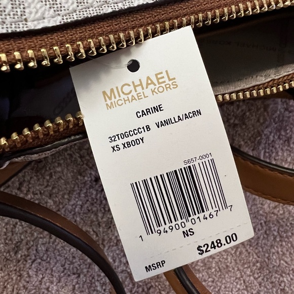 NWT Michael Kors Womens White Mini Hand Bag | White and Gold | Cute Purse - Picture 6 of 6